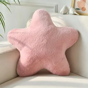 Star-Shaped Throw Pillow, Soft and Adorable Faux Rabbit Fur Decorative Cushion, Soft Touch Cushion, Perfect for Spring and Summer Sofa, Bedroom, and Living Room Decor, A Delightful Spring Gift for Family and Friends