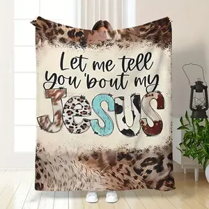 Vintage Inspirational Let me tell you bout my Jesus Print Throw Blanket - All-Season, Multipurpose Office Shawl, Bed, Car Sofa, and Travel Blanket Gift for Men Women Adults