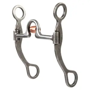Weaver Leather Les Vogt Low Bow Ported Mouth Western Horse Bit - Copper Cricket Roller