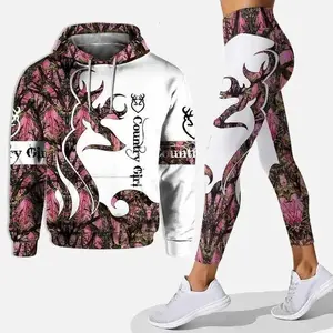 Country Girl Hunting 3D All Over Print Hoodie / Leggings Sold Separately– Camo Outdoor Activewear Outfit, Unisex Matching Hunting Apparel Gift