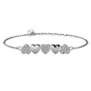 Juliette 18k White Gold Plated Heart Bracelet with Simulated Diamond Crystals