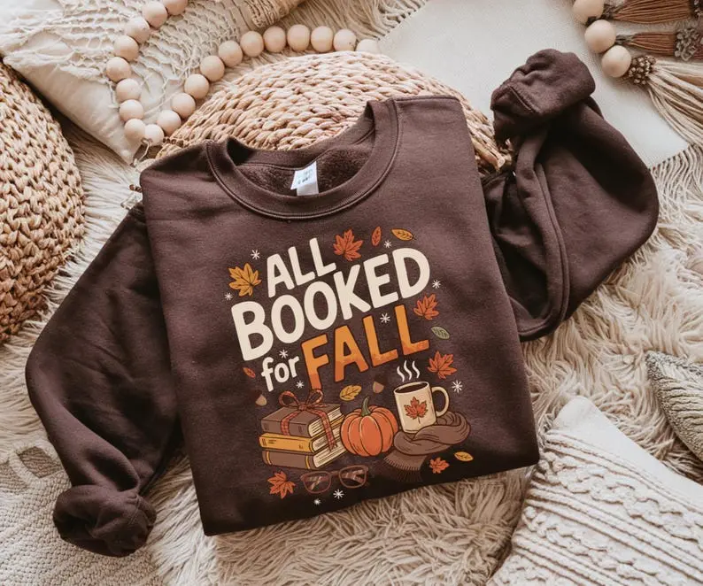 Book Lover Graphic Sweatshirt, Women's Colorful Casual Pullover, Aesthetic Cotton Blend Top for Everyday Cozy Autumn Reading, Sweatshirts, Tops, Vibrant Print