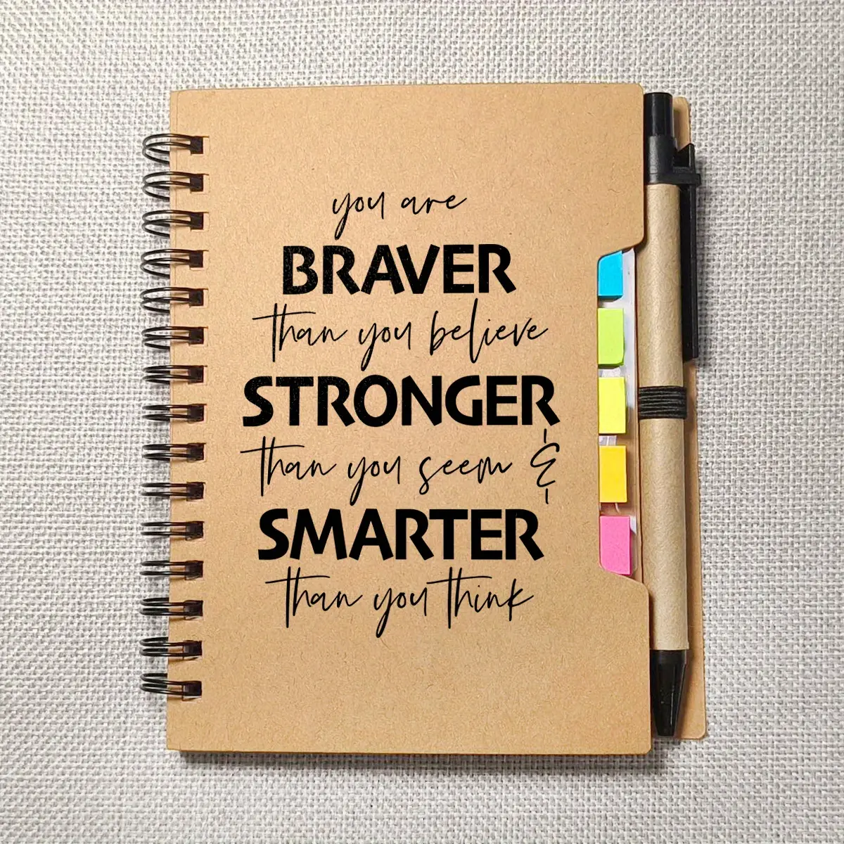 1 Set Employee Appreciation Gift - Motivational Mini Notepad with Ballpoint Pen - Inspirational Thank You Gifts for Staff, Colleagues & Teachers - Christmas/Thanksgiving Corporate Rewards (Brown)
