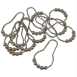 12 Pcs Set Stainless Steel Bathroom Shower Curtain Rings Hooks with Roller Ball