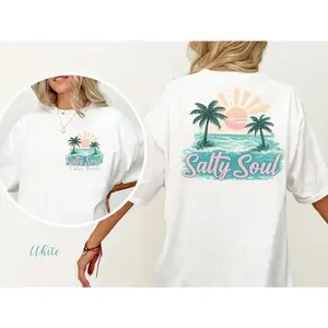 Personalized Salty Soul Summer Shirt, Beach Graphic Tee, Summer Graphic T-Shirt, Coastal Aesthetic Gift for Her graphic tees