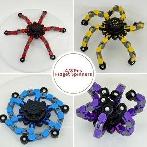 4PCS Transformable Fidget Spinners Toys for  Kids and Adults With Anxiety Stress Relief Gifts , Durable Rabot Fingertips Gyros for party Favors Stocking Stuffers  Treasure Box