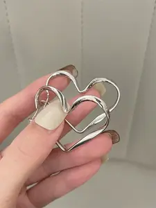 Heart Shaped Hoop Earrings, Fashionable Elegant Minimalist Earrings for Women & Girls, Trendy All-match & Exquisite Jewelry for Birthday Gift, Lightweight earring