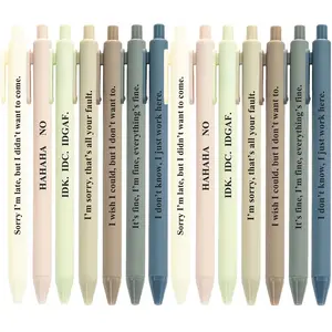 14/28 Pcs Retractable Ballpoint Pens, Funny Motivational Plastic Pens Set with Funny Words, Black Ink Funny Pens, Novelty Pens for Coworkers Smooth, Writing Pens for Women Men Office Diary Gift, Office, School Supplies