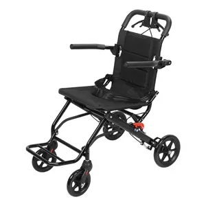 Manual chair, Lightweight Foldable Transport chair, Narrow Doorways Wheel Chair, Adults Elderly Transport Chair, Travel chair with Support 220lbs, Hand Push Mobility Scooter with Pull Bar Wheelchair Seat Cushion Healthcare Portable