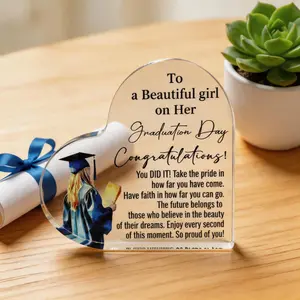 Graduation Gift for Daughter Class of 2026 Acrylic Plaque, Inspirational Heart Keepsake for Her, High School College Graduation Gift from Mom Dad