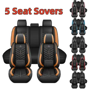 Premium Seat Accessory Car Seat Cover - Five-Seat Waterproof PU Leather Protection Cover - Durable & Scratch-Resistant - All-Season Use - Full Vehicle Coverage