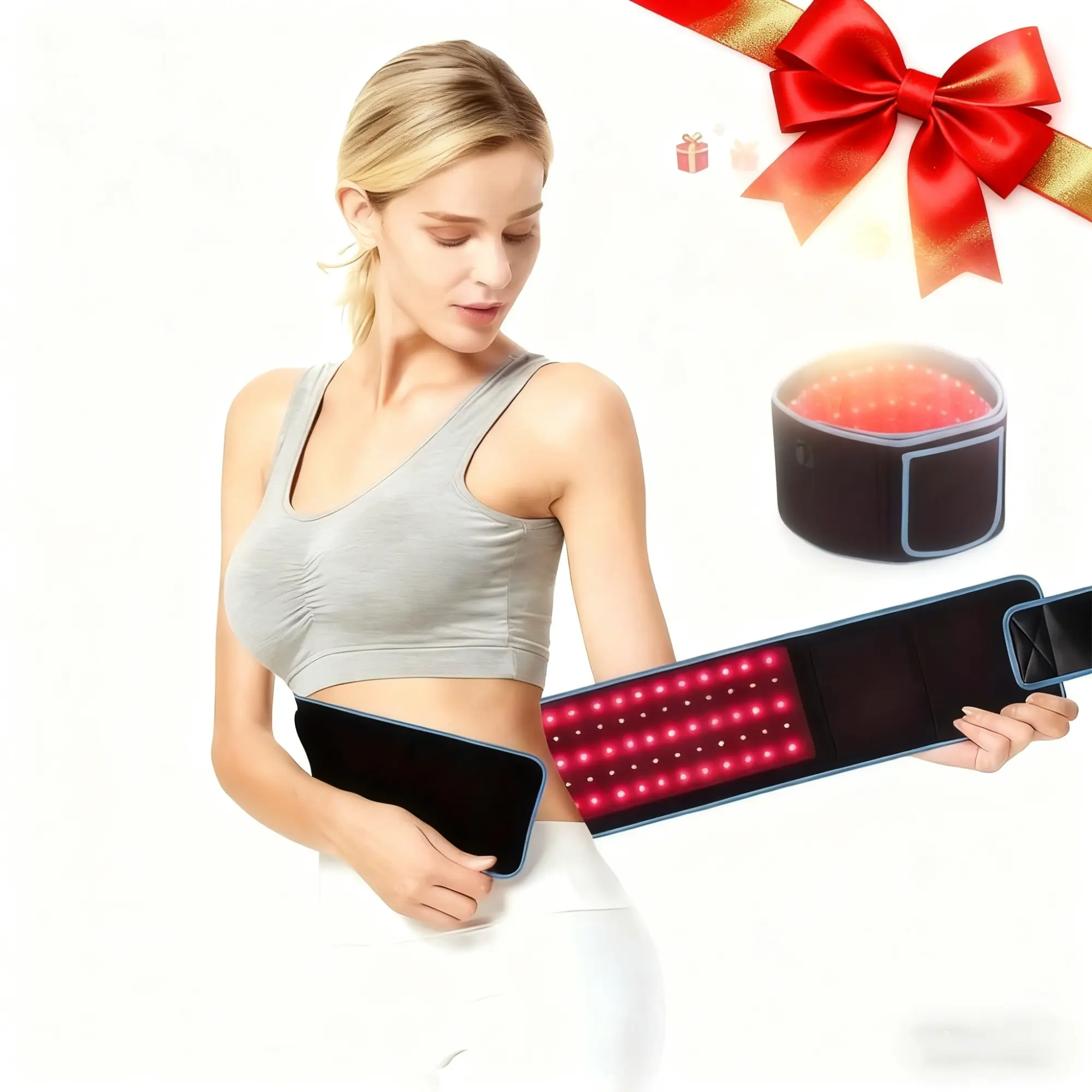 105 LED red light therapy belt, 600-850nm deep therapy repair, deep penetrating red light wavelength, relieves back pain, lightweight and adjustable design, fits comfortably, USB powered, portable and easy to use, Relaxation Aid, Adjustable Relaxing