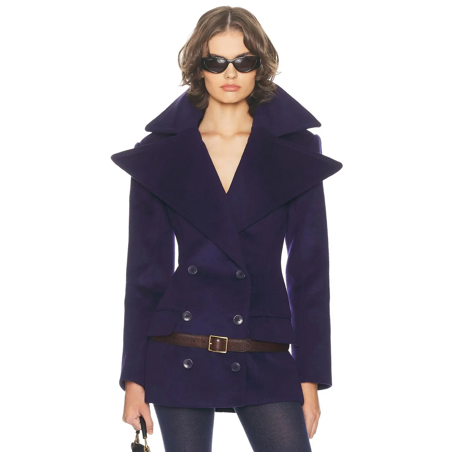 Helsa The Dramatic Collar Peacoat in Navy Helsa The Dramatic Collar Peacoat in Navy