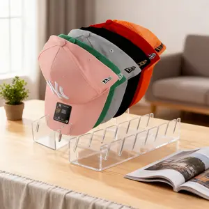 Hat Stand for Baseball Caps, 2 Pack No Install Acrylic Hat Organizer for 14 Baseball Caps Storage Organizer, Hat Racks Hat Holder Display and Organization for Closet, Bedroom, Dresser (Clear-2Pack)