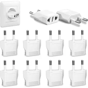 10 Pack US to Europe Plug Adapter, European Plug Adapter, 220v to 110v Type C Adapter Plug, American to European Plug Adapter for Spain Germany France Italy Israel
