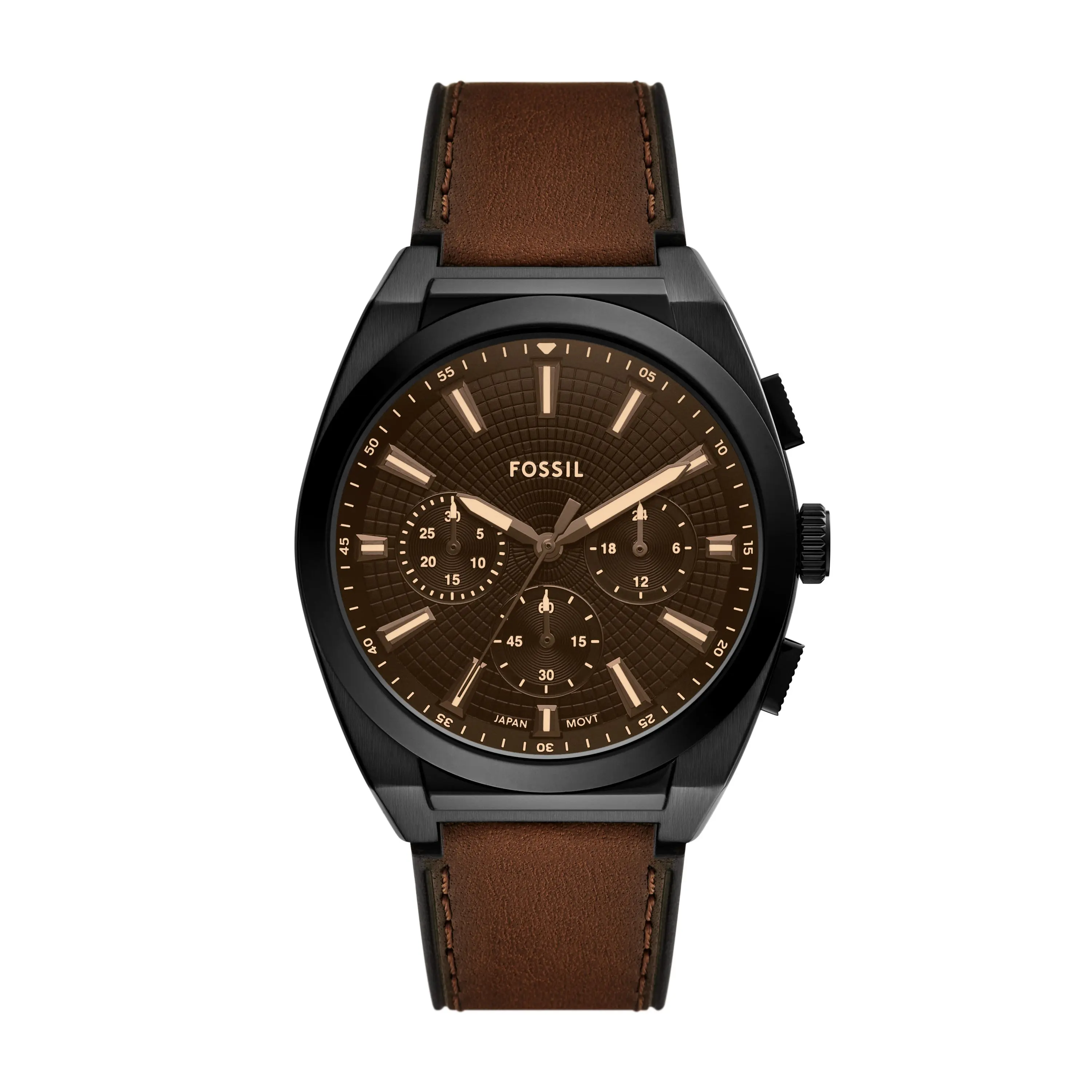Fossil Men's Everett 44mm Chronograph, Black Stainless Steel Watch