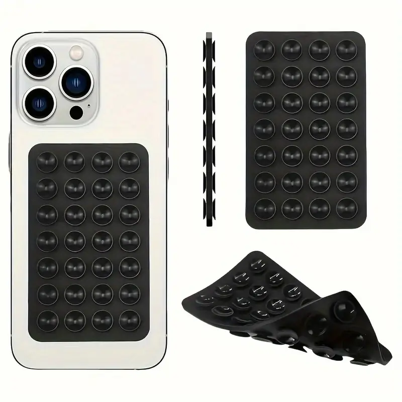 Classic silicone suction cup, designed specifically for hands-free selfies and phone stabilization. This versatile sticky phone mount features a reusable adhesive pad that securely holds your phone, enabling hands-free selfies and video recording.