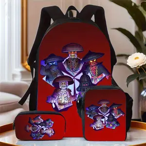 Three-piece ninja-themed unisex backpack set, including a school bag, pencil case, and crossbody bag.Cool handle print, large-capacity laptop backpack, ideal for daily commuting, a great gift for friends and family