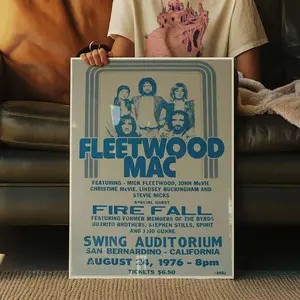 Fleetwood Mac 1976 Inspired Concert Poster, Vintage Rock Wall Art, Retro Music Print, Printable Digital Download