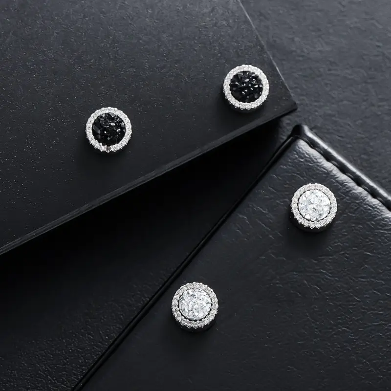Gothic Rhinestone Magnet Earrings, 0.32in Diameter Copper Studs for a Bold Edge, Sparkling Avant-Garde Style for Men & Women, 0.83Mm, Casual, Sparkle, Everyday, Unisex, Comfortable, No, Female, Magnetic, Hoop Studs, Stud Earrings