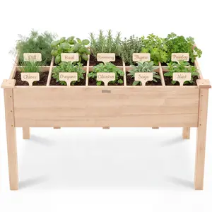 Best Choice Products Raised Garden Bed Planter Box - Elevated Wooden Herb Vegetable Planter, 10 Grid Sections