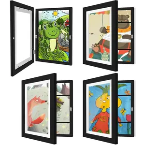 1/4 Pack Kids Artwork Frames Changeable 8.5 x 11 Inch Children Art Projects Kids Art Frames Front Opening Picture Display Frame, Black