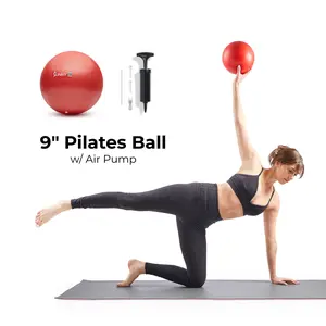 Sunny Health & Fitness 9" Pilates Ball, Home Gym Workout Fitness, Floor Exercises, Core Balance Control & Posture Training, Alignment Relaxation, Anti-Burst Design, Anti-Slip Texture, Mini Stability Ball, Included Air Pump
