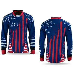 Galaxy High Quality Paintball Long Sleeve Padded Lightweight Jersey Blue/Red - 1578