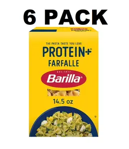 Barilla Protein+ Farfalle Pasta 6 Pack - 14.5oz Plant-Based Penne with Lentil Pea & Chickpea Flours - Kosher Certified Non-GMO - Protein-Rich Classic Taste