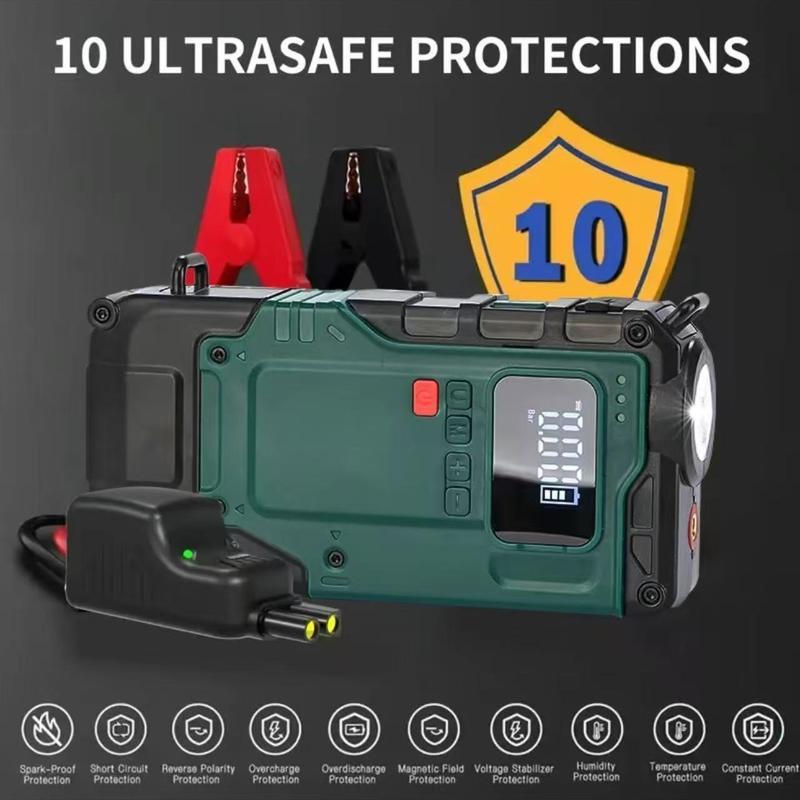 Portable Car Jump Starter with Air Compressor 4000A Battery Jump Starter for All Gas 8.0L Diesel 150PSI Tire Inflator 12V Jump Power 15000mAh Power Bank LED Light Automotive