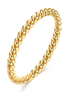Fashionable Simple 2mm Bread Thread Round Three-Color Ring, Stainless Steel Band, Trendy Jewelry for Everyday Wear