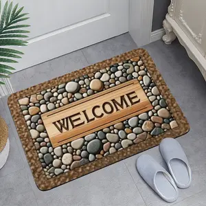 The Stone Pattern Non-slip Welcome Mat Is Machine Washable and Suitable for Entrance, Kitchen, Living Room, Bedroom
