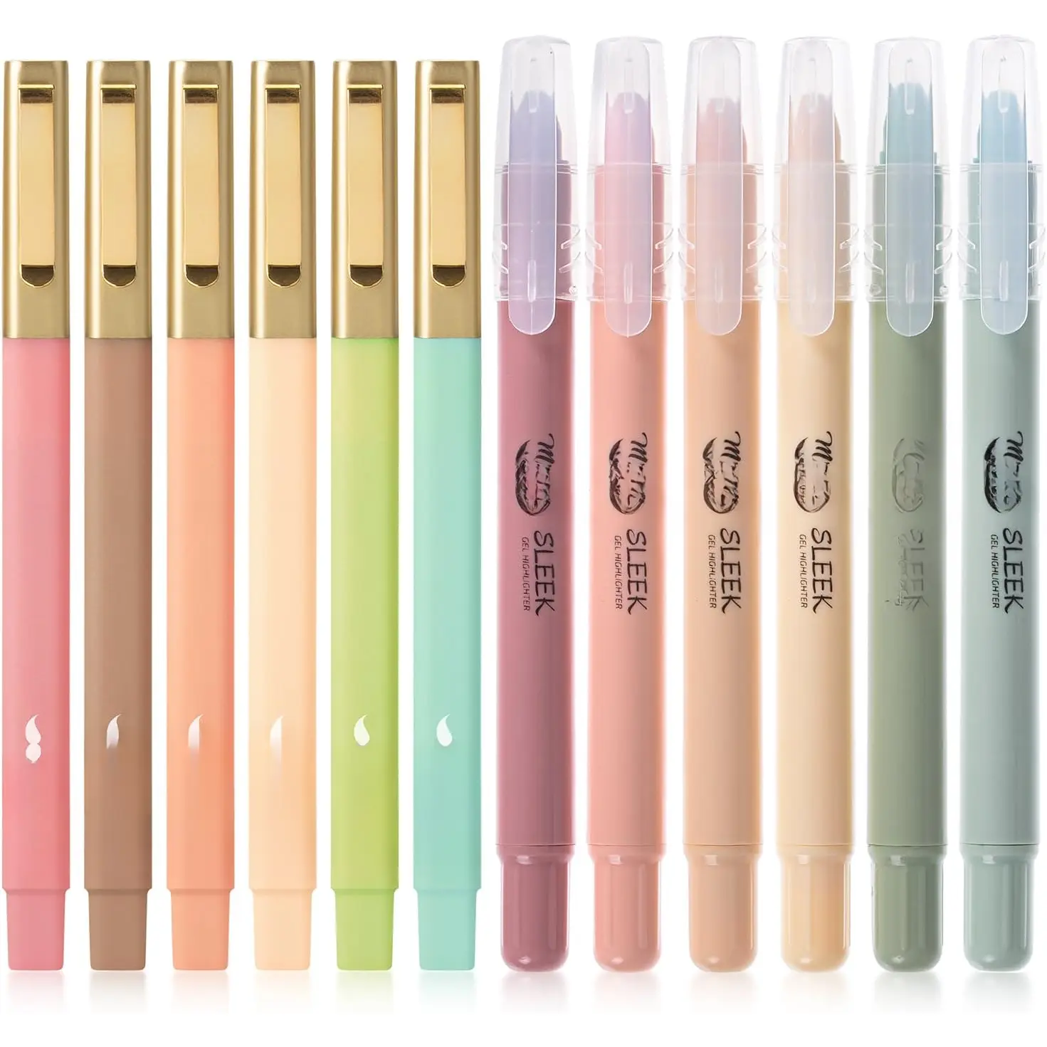 12-Pack Soft Pastels Dual Tip Highlighters - Durable No Bleed Quick Dry Gel Pens, Office Stationery Gift Pen Set for Writing & Correction Tools, Dual Tip Highlighter, Quick Dry Pens
