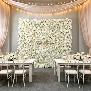 Luxury artificial flower wall panel for wedding backdrops, proposal decor, bridal showers, baby showers, birthday parties, engagement celebrations, faux floral photo backgrounds, reusable event decorations, realistic rose and hydrangea wall display