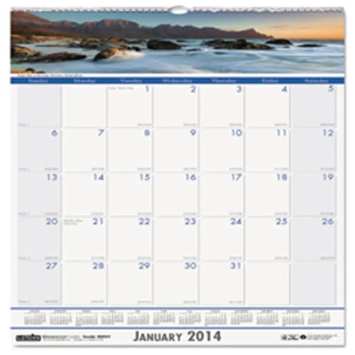House of Doolittle Coastlines Monthly Wall Calendar for Adults, Full-Color View, 1 Month Per Page, Julian Dates Included, Coastlines Page Color/Theme, Adult, Full-Color Coastline View