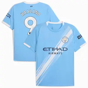 Unisex Soccer/Football Premier League Club Manchester City Erling Haaland Home/Away 2025/26 Home Replica Player Jersey - Sky Blue