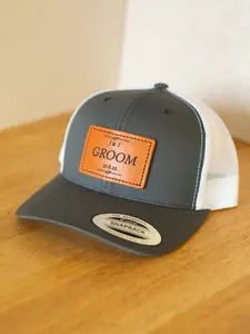 CUSTOM Bridal Party Hats | Wedding Snapback Hats | Custom Groomsmen Hats | Custom Leather Patch Hats