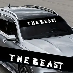 1PC  Multi-color Optional Beast Car Sticker Is Waterproof, Sun-protected and Durable. Suitable for Car Front Windshield Pickup Glass Metal Smooth Surface Scratches Block Colorful Laser Art Font Text Sticker