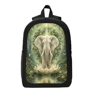 Elephant Pattern Backpack Lightweight Casual Backpack with Zip Closure Adjustable Straps, Applicable to for Women and Men