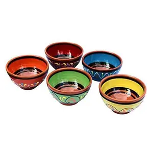 Terracotta Salsa Bowl Set of 5 - Hand Painted From Spain