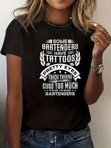 100% Cotton Unisex Men Bartender Gift Bar Mixologist Bartending T-Shirt Grahpic  Printed Casual T shirt