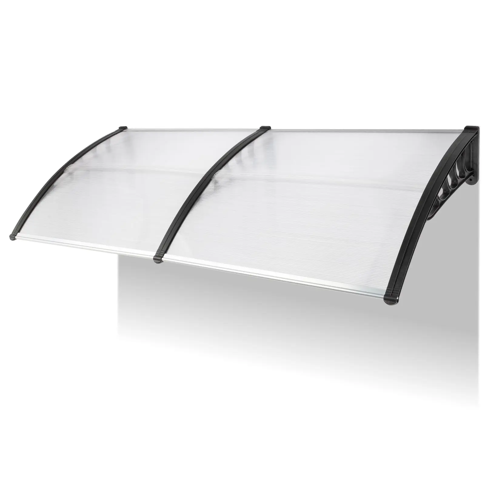 Modern Window & Door Awning, 78.74 x 39.37 in Polycarbonate Canopy with Brown Panel and Black ABS Brackets, UV Resistant Outdoor Sun & Rain Shield, Easy Install, Decorative, Eco-Friendly, 78.74 X 39.37 X 9.84 In
