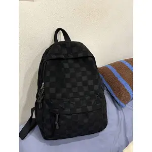 Women's Fashion Backpack - Patchwork Plaid Backpack - Accessories Sold Together