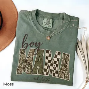 Comfort Colors Boy Mama Shirt, Retro Hunting Camo Mama Shirt, Pregnancy Reveal Shirt, Boy Mom Gift, New Mom Gift, Mothers Day Gift