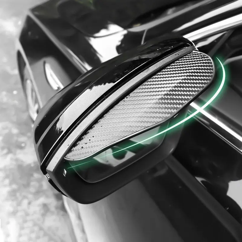 Carbon Fiber Car Rearview Mirror Rain Visor (2 Pairs), Reverse Mirror Sun/rain Guard, Foldable Windshield Cover, No Impact Design, Car Accessories
