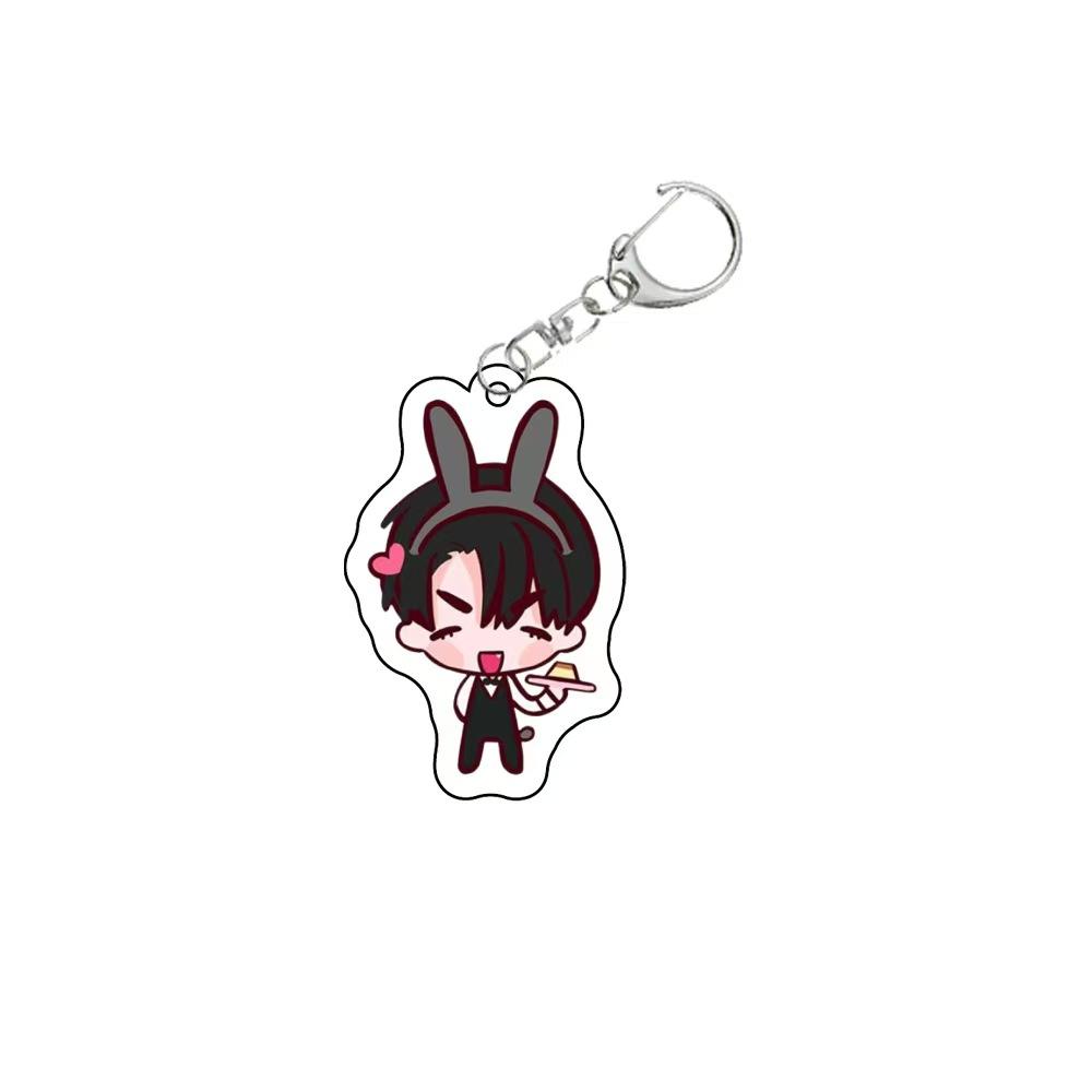 Alien Stage 6pcs Stained Glass Acrylic Keychain from Korea Pop-up Rabbit Cafe Cute Student Backpack Accessory Birthday Gifts for Boys Girls Pop-up Rabbit Design Alien Stage Figure