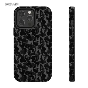 Dark-style BAPE camouflage ape head phone case, suitable for iPhone 17-11 Pro Max/Plus and Samsung Galaxy S23-25.