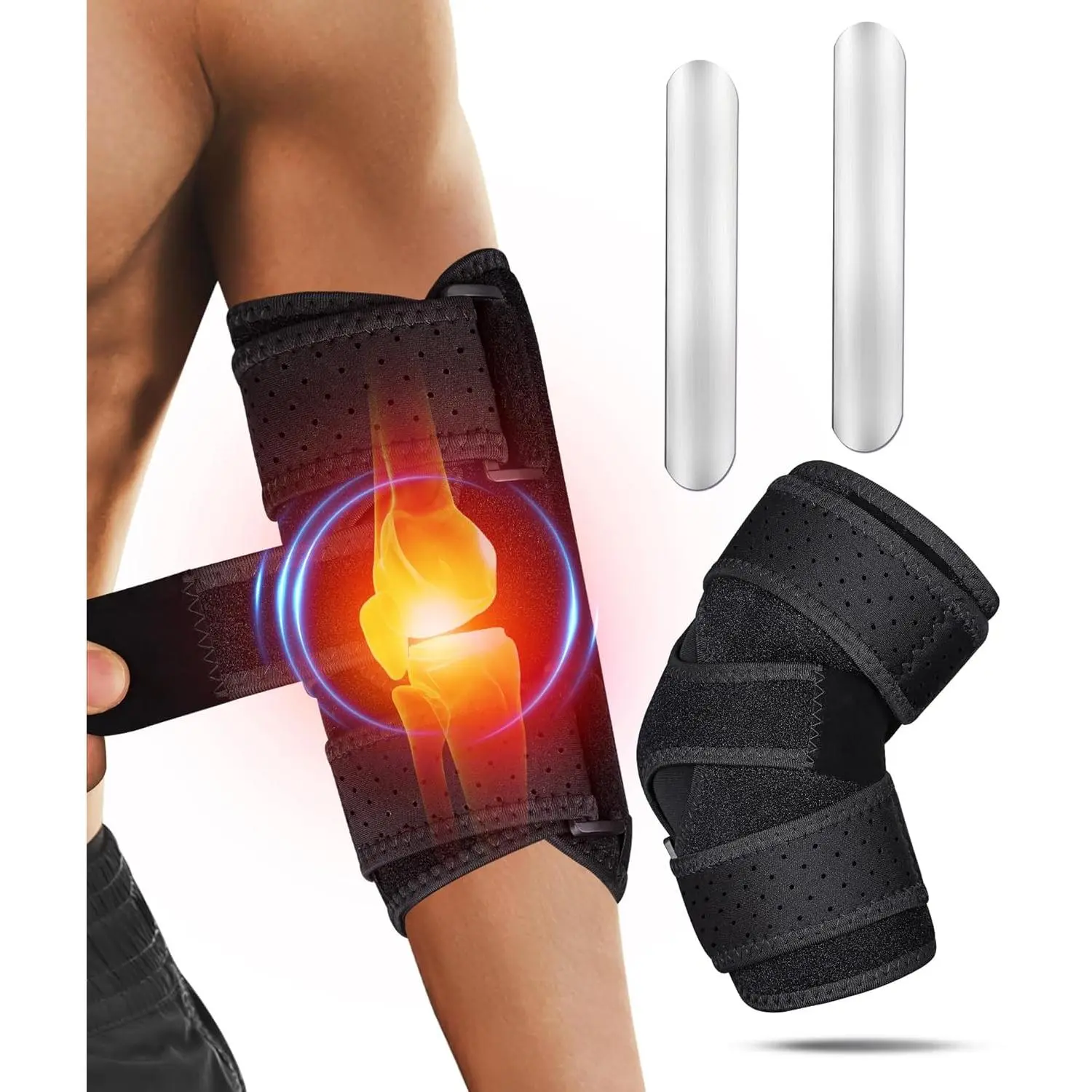 Elbow Brace for Cubital Tunnel, Ulnar Nerve Entrapment brace, Adjustable Elbow Splint for Sleeping, Tennis Elbow, Comfortable Stabilizer Support for Women and Men Fit Most Muscle Benefits