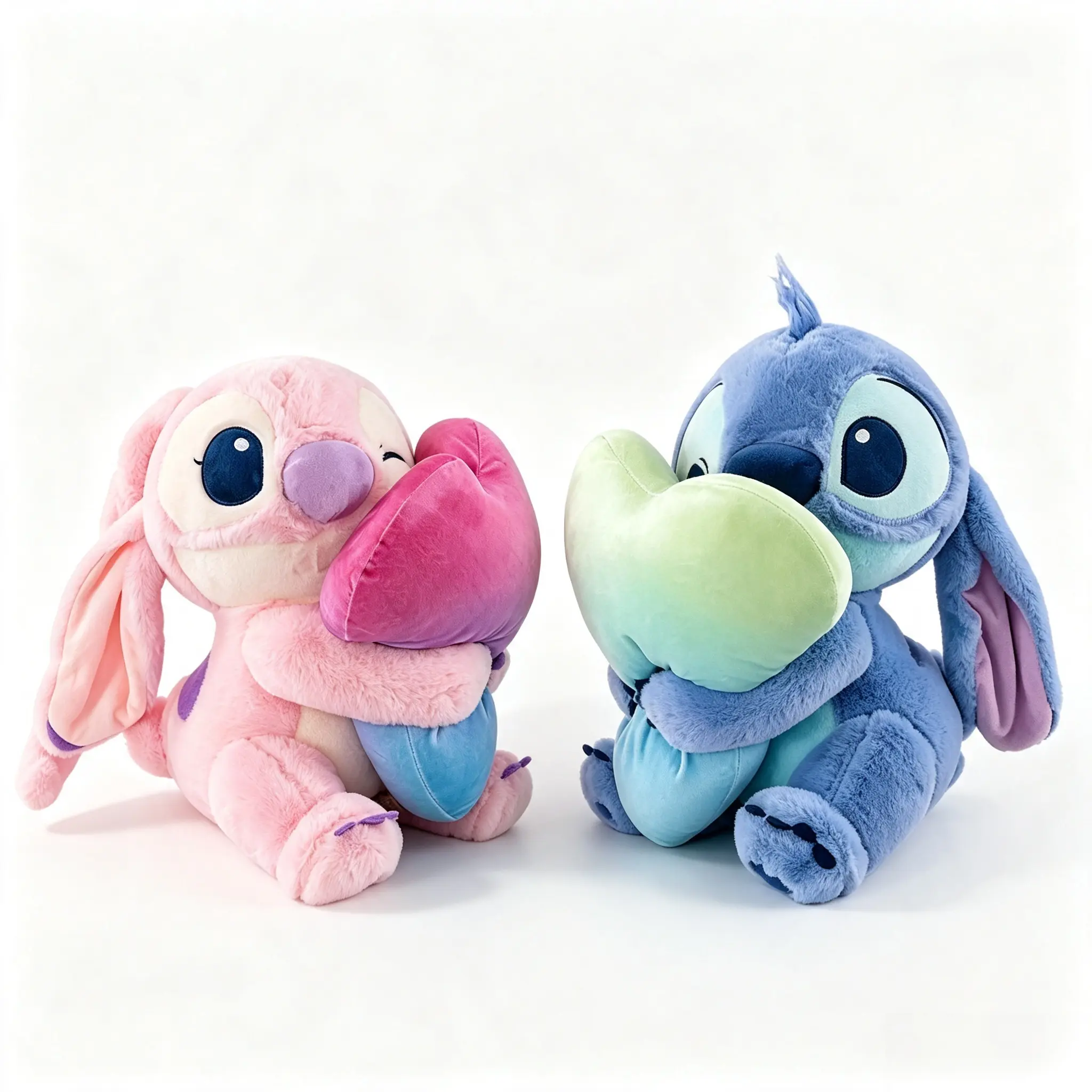 Disney Lilo and Stitch 11.8 Inch Heart‑Shaped Plush Toy, Stitch & Angel, Cute Appearance Soft Stuffed Doll, Ideal Heart‑Design Gift For Couples