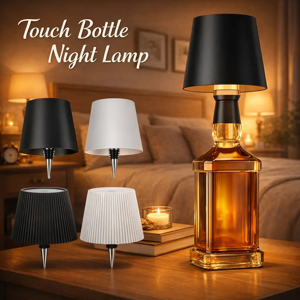 2026 Wireless Portable Bottle Lamp - 3 Color Changing Stepless Brightness Warm White Lighting, Rechargeable Ambient Table Lamp for Bedroom Decor, Creative Gift for Women, Wireless Portable Lamp